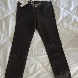 NWT AG Adriano Goldschmeid Cocoa colored real leather skinny fit women size 27